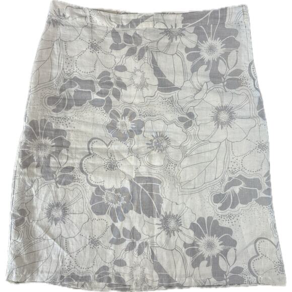 H&M Women's Linen Floral Print Skirt Size 8 Side Zipper Resort Vacation - Picture 1 of 8